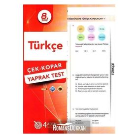 4 Adım Yayınları 8. Sınıf Türkçe Çek Kopar Yaprak Test