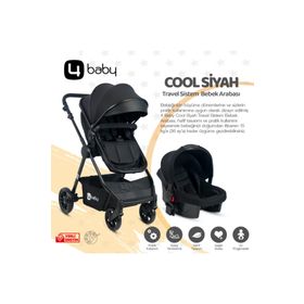 4 Baby AB 482-4 Cool Siyah Travel Sistem Bebek Arabası