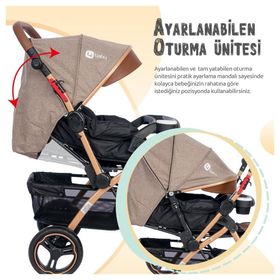 4 Baby AB350 Active Plus Kahverengi Çift Yönlü Bebek Arabası