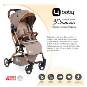 4 Baby AB380 Drone Gold Şase Kabin Bebek Arabası
