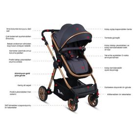 4 Baby AB480 Cool Gold Siyah Travel Sistem Bebek Arabası