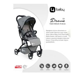 4 Baby Drone Gri Kabin Bebek Arabası