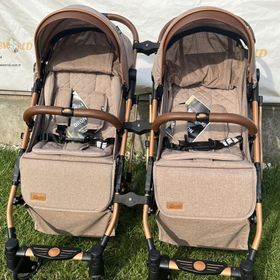 4 Baby İkiz Kabin Kahverengi Bebek Arabası