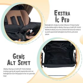 4 Baby Kahverengi Olympus Siyah Çift Yönlü Bebek Arabası