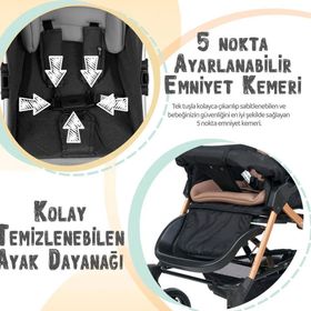 4 Baby Kahverengi Olympus Siyah Çift Yönlü Bebek Arabası