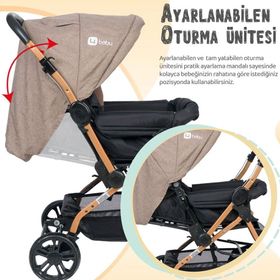 4 Baby Kahverengi Olympus Siyah Çift Yönlü Bebek Arabası