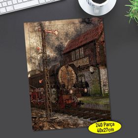 4 Eski Tren Garı Nostalji Demir Yolu 240 Parça Puzzle Yapboz