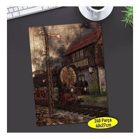 4 Eski Tren Garı Nostalji Demir Yolu 240 Parça Puzzle Yapboz