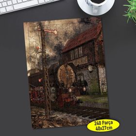 4 Eski Tren Garı Nostalji Demir Yolu 240 Parça Puzzle Yapboz
