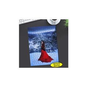 4 Karlı Kış Mevsimi Kırmızı Elbiseli Kız 240 Parça Puzzle Yapboz