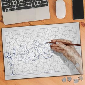 4 Mekanizma Teknik Çizimi 240 Parça Puzzle Yapboz