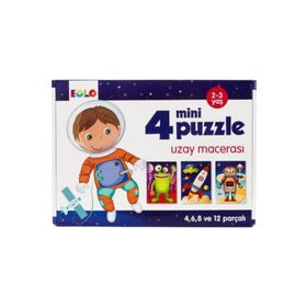 4 Mini Puzzle Uzay Macerası 2-3 Yaş Eolo Yayıncılık