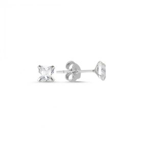 4 mm Kare Zirkon Tektaş Küpe