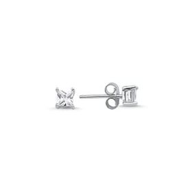 4 mm Kare Zirkon Tektaş Küpe