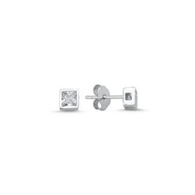 4 mm Kare Zirkon Tektaş Küpe