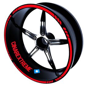 4 Parçalı Kesikli Tasarımlı Reflektif Kırmızı Jant Şeridi Sticker Çınar Extreme