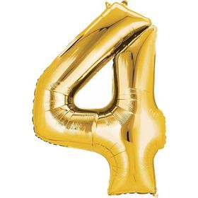 4 Rakam Altın 90 cm Folyo Balon