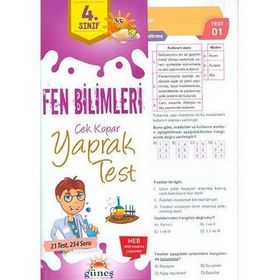 4.Sınıf Fen Bilimleri Yaprak Test-Güneş Yayınları