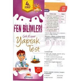 4.Sınıf Fen Bilimleri Yaprak Test-Güneş Yayınları