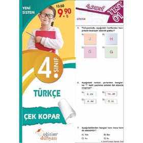 4. Sınıf Türkçe Çek Kopar Yaprak Test-Benim Hocam & Eğitim Dünyası