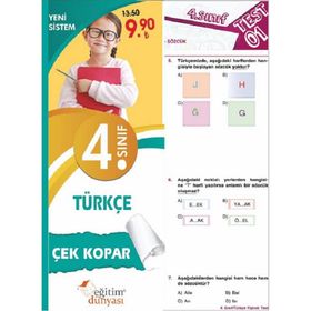 4. Sınıf Türkçe Çek Kopar Yaprak Test-Benim Hocam & Eğitim Dünyası