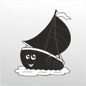 40 cm Gülen Tekne Folyo Sticker