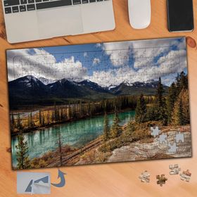 400 Bulutlu Gökyüzü Yeşil Göl Doğa 240 Parça Puzzle Yapboz Tablo