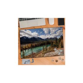 400 Bulutlu Gökyüzü Yeşil Göl Doğa 240 Parça Puzzle Yapboz Tablo