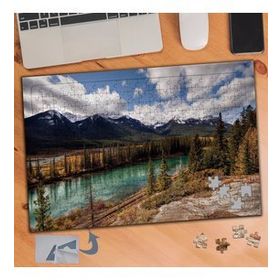 400 Bulutlu Gökyüzü Yeşil Göl Doğa 240 Parça Puzzle Yapboz Tablo