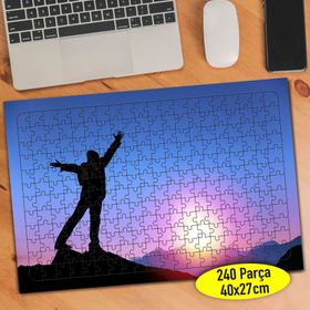 4007 Gün Batımında Zirvede İnsan Silüeti 240 Parça Puzzle Yapboz