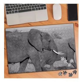 402517 Siyah Beyaz Fil Sürüsü 240 Parça Puzzle Yapboz