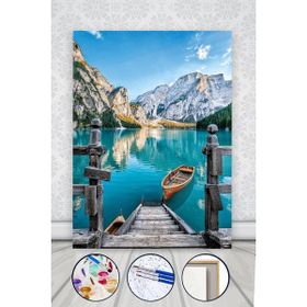 40x50 cm Hobi Hediye İtalya Braies Prags Gölü Sayılarla Boyama Seti Çerçevesiz Duvar Sticker