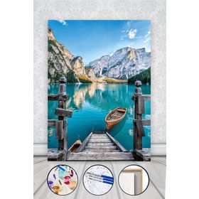40x50 cm Hobi Hediye İtalya Braies Prags Gölü Sayılarla Boyama Seti Çerçevesiz Duvar Sticker