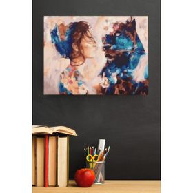 40x50 cm Kadın ve Panter Sevgisi Sayılarla Boyama Seti Çerçevesiz Duvar Sticker