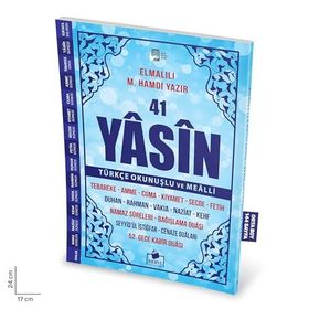 41 Yasin-i Şerif Türkçe Okunuşlu ve Mealli Mavi Kapak - Elmalılı Muhammed Hamdi Yazır