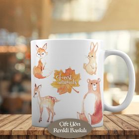 41098-35 Sevimli Hayvanlar Çizimi Kupa Bardak