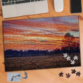 414 Turuncu Gün Batımında Gökyüzü 240 Parça Puzzle Yapboz Tablo