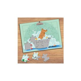 41456 Banyoda Sevimli Köpek Çocuklara Özel Puzzle Yapboz Tablo