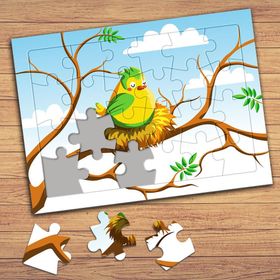41464 Yuvadaki Sevimli Kuş Çocuklara Özel Puzzle Yapboz Tablo
