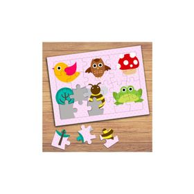 41469 Kuş Kurbağa Ve Mantar Çocuklara Özel Puzzle Yapboz Tablo