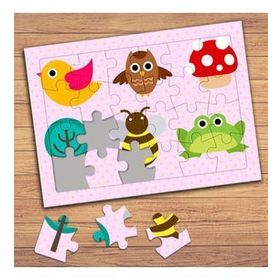41469 Kuş Kurbağa Ve Mantar Çocuklara Özel Puzzle Yapboz Tablo