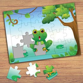 41471 Sevimli Şaşkın Kurbağa Çocuklara Özel Puzzle Yapboz Tablo