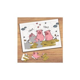 41473 Sevimli Mutlu Domuzlar Çocuklara Özel Puzzle Yapboz Tablo