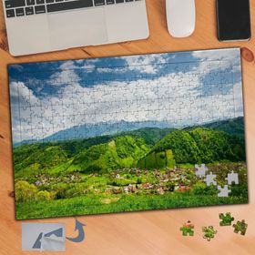 418 Yeşil Kasaba Ova Gökyüzü 240 Parça Puzzle Yapboz Tablo