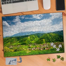418 Yeşil Kasaba Ova Gökyüzü 240 Parça Puzzle Yapboz Tablo