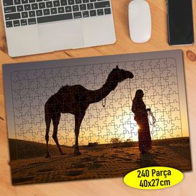 41904310 Çölde Deve ve İnsan Silüeti 240 Parça Puzzle Yapboz