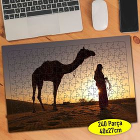 41904310 Çölde Deve ve İnsan Silüeti 240 Parça Puzzle Yapboz