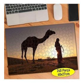 41904310 Çölde Deve ve İnsan Silüeti 240 Parça Puzzle Yapboz