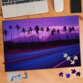 425 Mor Gökyüzü Ve Cılız Ağaçlar 240 Parça Puzzle Yapboz Tablo