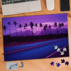 425 Mor Gökyüzü Ve Cılız Ağaçlar 240 Parça Puzzle Yapboz Tablo